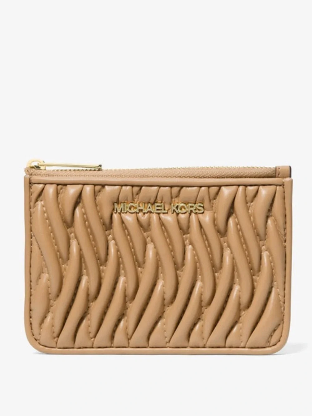 Michael Kors Jet Set Travel Small Matelassé Coin Pouch in Camel NWT - Picture 1 of 5